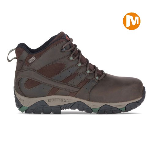 Pánské Pracovní Boty Merrell Moab Vertex Mid Leather Waterproof Comp Toe Tmavě Hnědé (CZ. OAPJI)